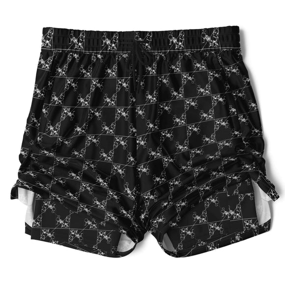 CHECKMATE 47PRINT 2-IN-1 SHORTS - BLACK