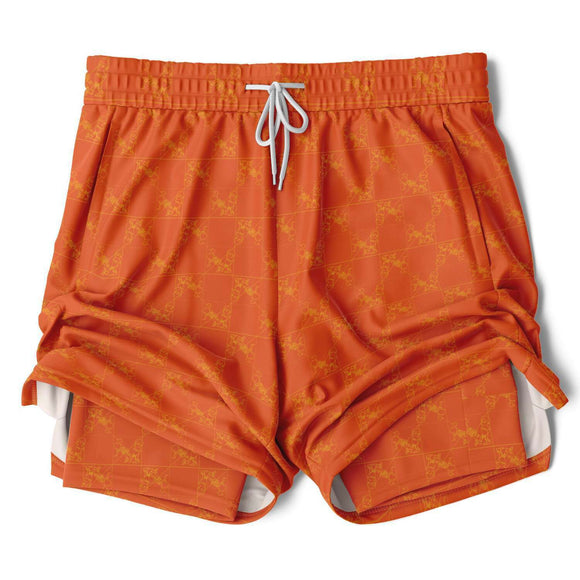 CHECKMATE 47PRINT 2-IN-1 SHORTS - ORANGE