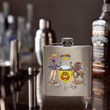 ADM J.K. WORST!NG CREST 6oz Stainless Steel Hip Flask