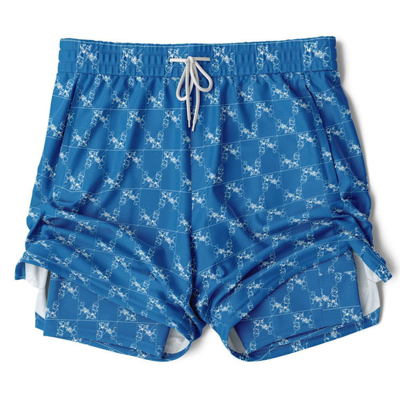 CHECKMATE 47PRINT 2-IN-1 SHORTS - LTBLU