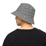 CHECKMATE 47PRINT REVERSIBLE BUCKET HAT ORANGE GREY