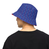 CHECKMATE 47PRINT REVERSIBLE BUCKET HAT BLUE
