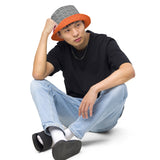 CHECKMATE 47PRINT REVERSIBLE BUCKET HAT ORANGE GREY