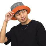 CHECKMATE 47PRINT REVERSIBLE BUCKET HAT ORANGE GREY