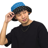 CheckMate 47Print Reversible bucket hat LTBLU BLK
