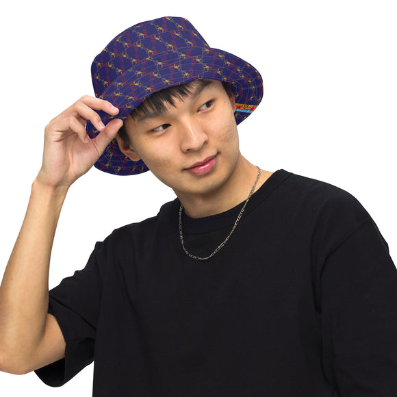 CHECKMATE 47PRINT REVERSIBLE BUCKET HAT Navy