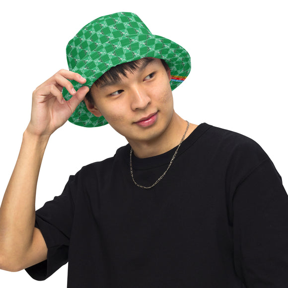 CHECKMATE 47PRINT REVERSIBLE BUCKET HAT GREEN