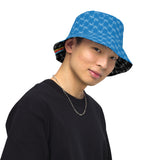 CheckMate 47Print Reversible bucket hat LTBLU BLK
