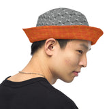 CHECKMATE 47PRINT REVERSIBLE BUCKET HAT ORANGE GREY