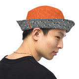 CHECKMATE 47PRINT REVERSIBLE BUCKET HAT ORANGE GREY