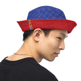 CHECKMATE 47PRINT REVERSIBLE BUCKET HAT BLUE