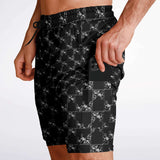 CHECKMATE 47PRINT 2-IN-1 SHORTS - BLACK