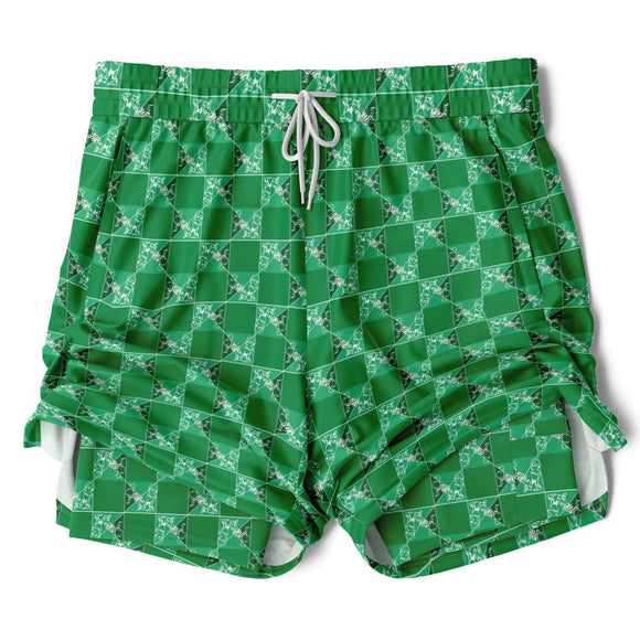 CHECKMATE 47PRINT  2-in-1 Shorts - GREEN